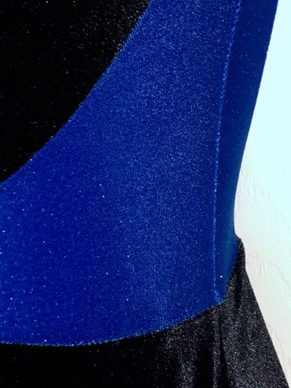 GK LgSLV ADULT SMALL ROYAL GLITTER BLACK VELVET GYMNASTICS DANCE LEOTARD AS NWT! - Image 5