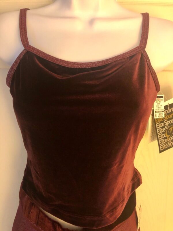 GK DANCE JAZZ LADIES MEDIUM WINE TWILIGHT X-BACK VELEVT STRAPS CAMI TOP Sz AM