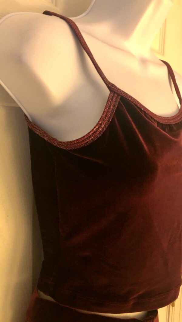 GK DANCE JAZZ LADIES MEDIUM WINE TWILIGHT X-BACK VELEVT STRAPS CAMI TOP Sz AM - Image 3