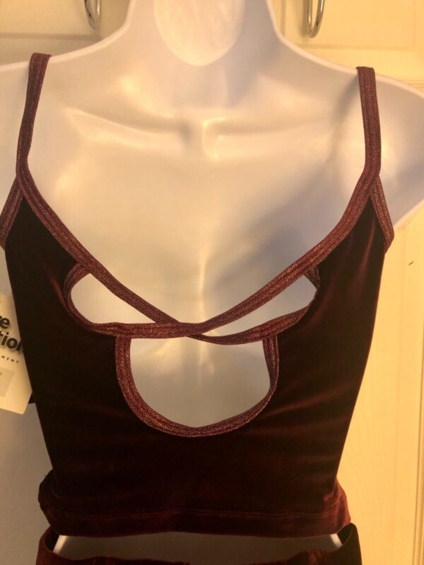 GK DANCE JAZZ LADIES MEDIUM WINE TWILIGHT X-BACK VELEVT STRAPS CAMI TOP Sz AM - Image 5