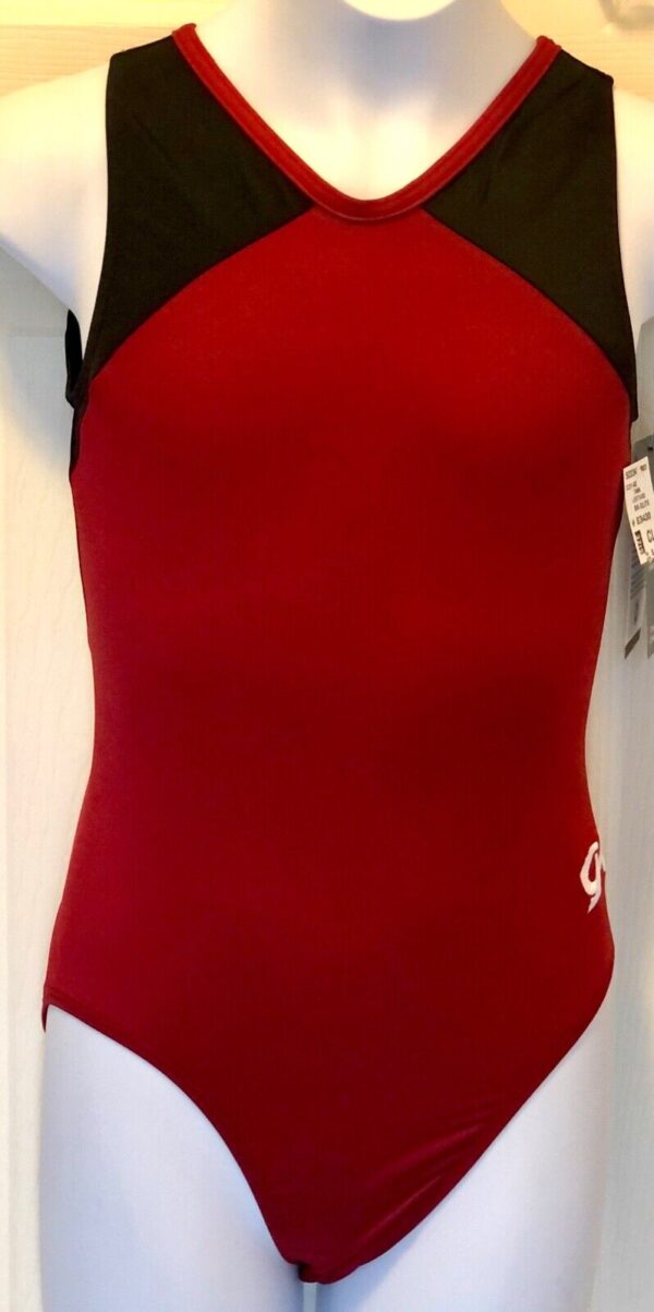 GK CAMP SCARLET GIRLS LARGE BLACK NYLON/SPANDEX GYMNASTICS DANCE TANK LEOTARD CL