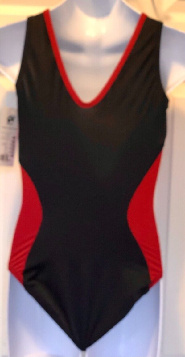 GK CAMP SCARLET GIRLS LARGE BLACK NYLON/SPANDEX GYMNASTICS DANCE TANK LEOTARD CL - Image 3