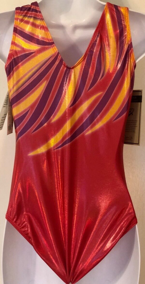 SIMONE BILES GK SUNRISE SPLASH TANK NYLON HOLOTEK GYMNASTIC DANCE LEO Sz AM NWT! - Image 2