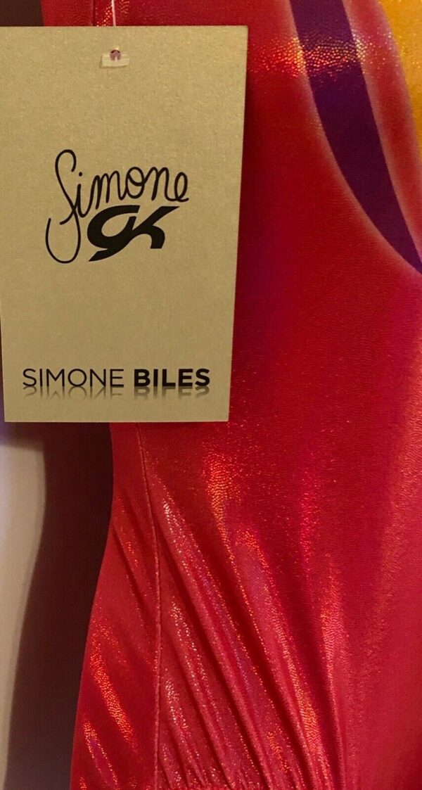 SIMONE BILES GK SUNRISE SPLASH TANK NYLON HOLOTEK GYMNASTIC DANCE LEO Sz AM NWT! - Image 5