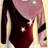 GK LgS PLUM VELVET ADULT SMALL PLUM CRYSTAL FOIL GYMNAST DANCE CHEER LEOTARD AS