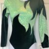 GK LONG SLEEVE LADIES SMALL GREEN SPARKLE VELVET LIME FOIL DANCE LEOTARD AS