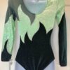 GK LONG SLEEVE LADIES SMALL GREEN SPARKLE VELVET LIME FOIL DANCE LEOTARD AS - Image 5