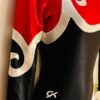 GK LADIES SMALL LgSLV RED BLACK FOIL SILVER RIBBONS GYMNASTIC DANCE LEOTARD SZ S - Image 3