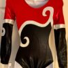 GK LADIES SMALL LgSLV RED BLACK FOIL SILVER RIBBONS GYMNASTIC DANCE LEOTARD SZ S - Image 5