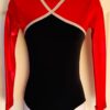 GK Elite LgS RED FOUL BLACK VELVET GYMNASTIC DANCE LEOTARD Sz AS