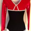 GK Elite LgS RED FOUL BLACK VELVET GYMNASTIC DANCE LEOTARD Sz AS - Image 2