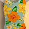GK ISLAND GIRL CHILD X-SMALL BRIGHT FLORAL PRINT GYMNASTIC DANCE TANK LEOTARD XS - Image 7