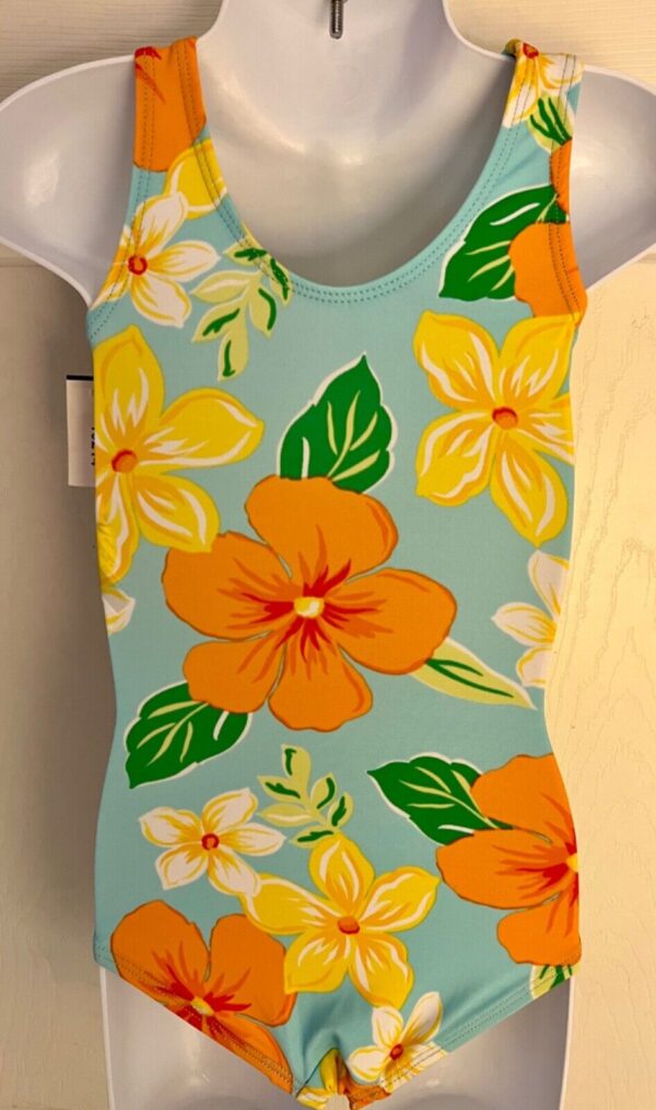 GK ISLAND GIRL CHILD X-SMALL BRIGHT FLORAL PRINT GYMNASTIC DANCE TANK LEOTARD XS - Image 7