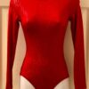 GK ELITE LADIES LgS RED FOIL GYMNASTIC DANCE LEOTARD ADULT XS