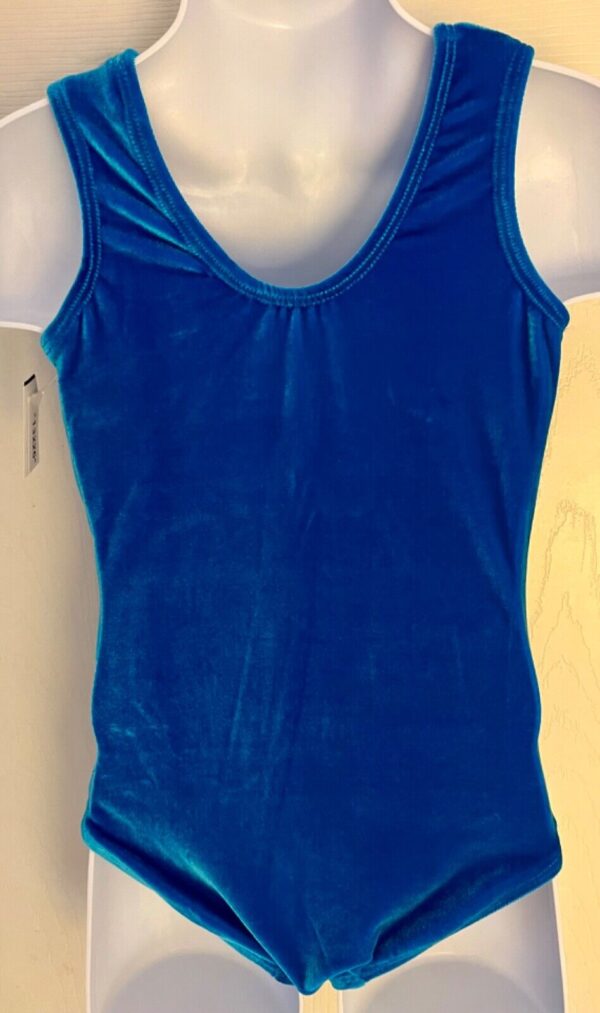 GK OCEAN BLUE CHILD X-SMALL CLASSIC VELVET BALLET DANCE GYM TANK LEOTARD SZ XS - Image 5