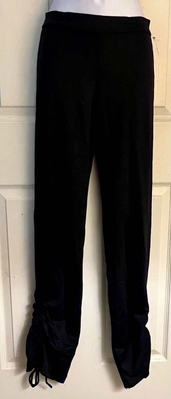 GK DANCE JAZZ LADIES SMALL BLACK NYLON/SPANDEX CINCH LEG W TIES PERFORM PANTS S - Image 3