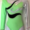 GK LgS LADIES SMALL NEON LIME DRYTECH SILVER FOIL GYMNASTIC DANCE LEOTARD AS NWT