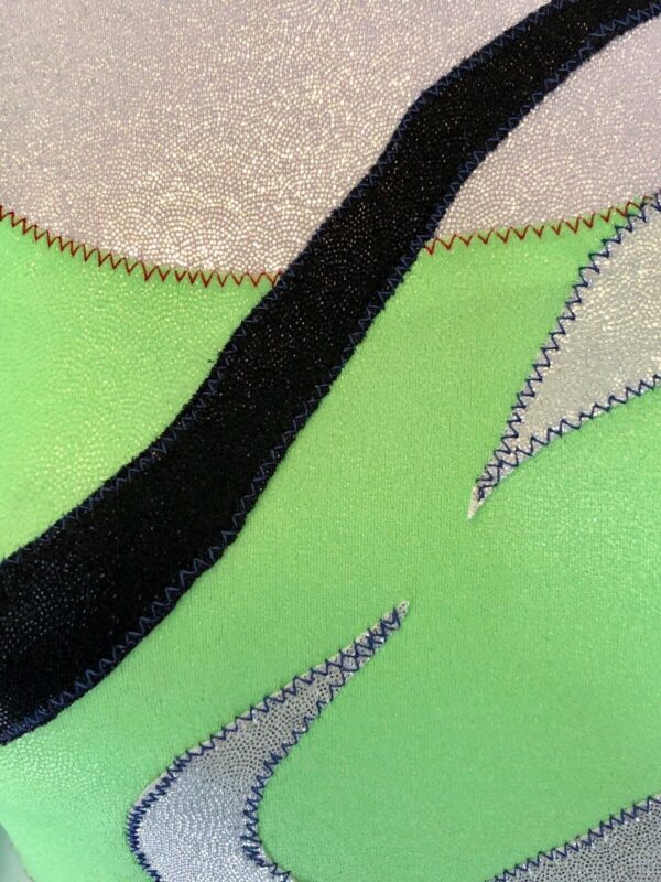 GK LgS LADIES SMALL NEON LIME DRYTECH SILVER FOIL GYMNASTIC DANCE LEOTARD AS NWT - Image 3