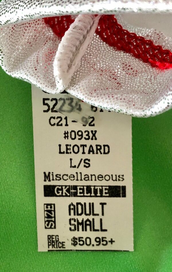 GK LgS LADIES SMALL NEON LIME DRYTECH SILVER FOIL GYMNASTIC DANCE LEOTARD AS NWT - Image 5