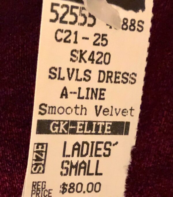 GK WINE VELVET FIGURE SKATE LADIES SMALL SLVLS A-LINE DRESS LEOTARD LINER AS NWT - Image 5