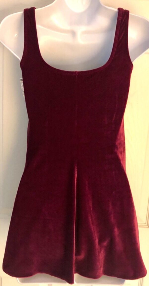 GK WINE VELVET FIGURE SKATE LADIES SMALL SLVLS A-LINE DRESS LEOTARD LINER AS NWT - Image 6