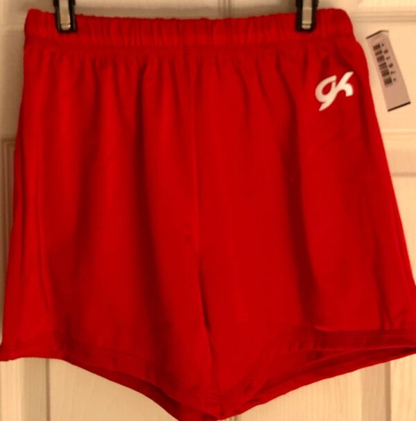 GK MENS SMALL #1818M RED GYMNASTICS RUNNING COMPETITION N/S LONG SHORTS SZ S .