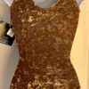 GK BROWN CRUSHED VELVET ADULT SMALL GYMNASTIC DANCE BASIC TANK LEOTARD SZ S NWT - Image 5