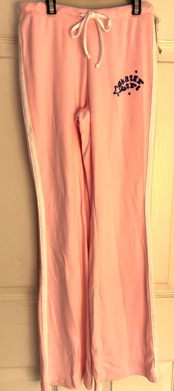 GK 'SKATER GIRL' GRAPHIC GIRLS SMALL PINK 100% COTTON LOUNGE ATHLETIC PANTS SZ S - Image 2