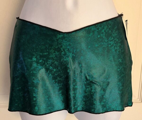 GK DANCE BALLET LADIES SMALL EMERALD  FOIL HIP  CURVED MINI LAYER SKIRT Sz S NWT