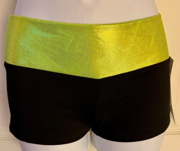 GK CHEER ADULT SMALL BLACK LEMONLIME MYSTIQUE GYMNAST CHEER WORKOUT SHORTS SZ S - Image 4