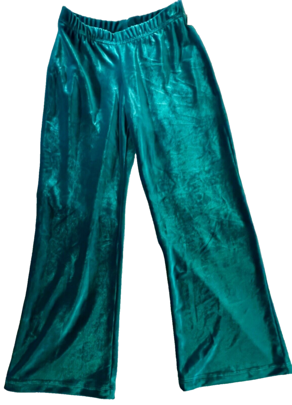 GK GREEN VELVET CHILD X-SMALL WARM-UP PANTS GYMNAST, SKATE, DANCE, FITNESS SZ XS