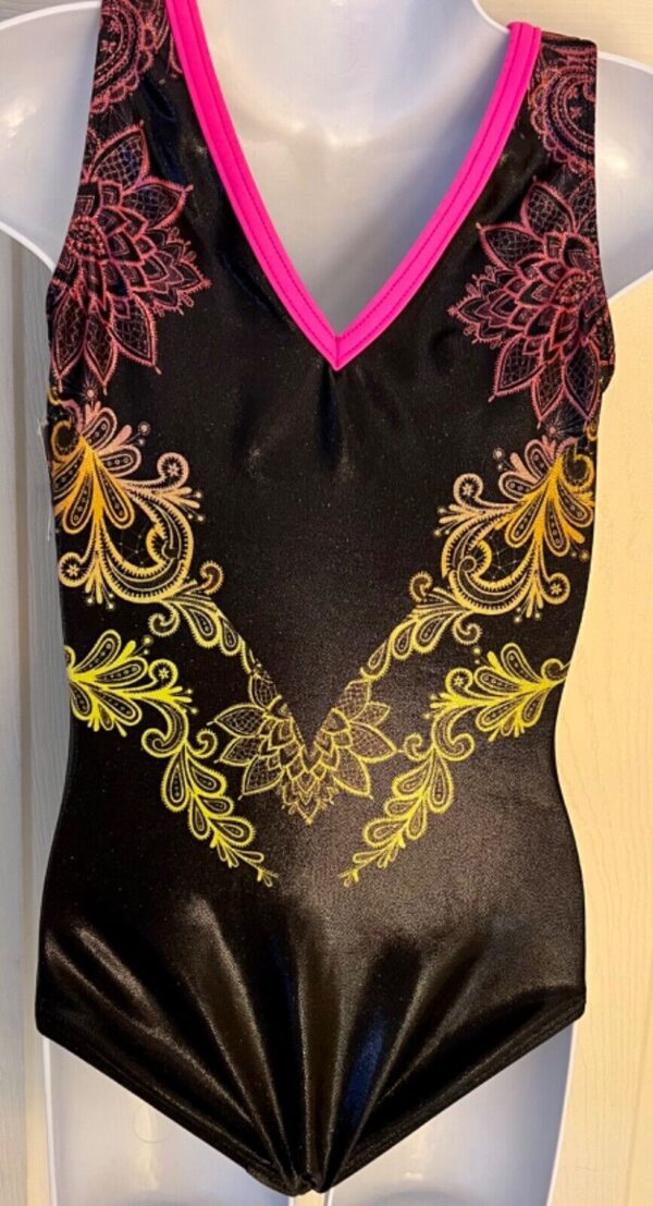 ALY RAISMAN CHILD SMALL FLORAL LACE SUB HOLOTEK TANK GYMNASTIC DANCE LEOTARD CS - Image 8