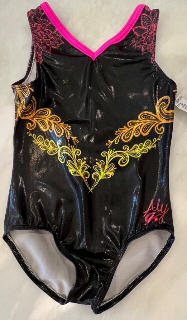 ALY RAISMAN CHILD SMALL FLORAL LACE SUB HOLOTEK TANK GYMNASTIC DANCE LEOTARD CS - Image 9