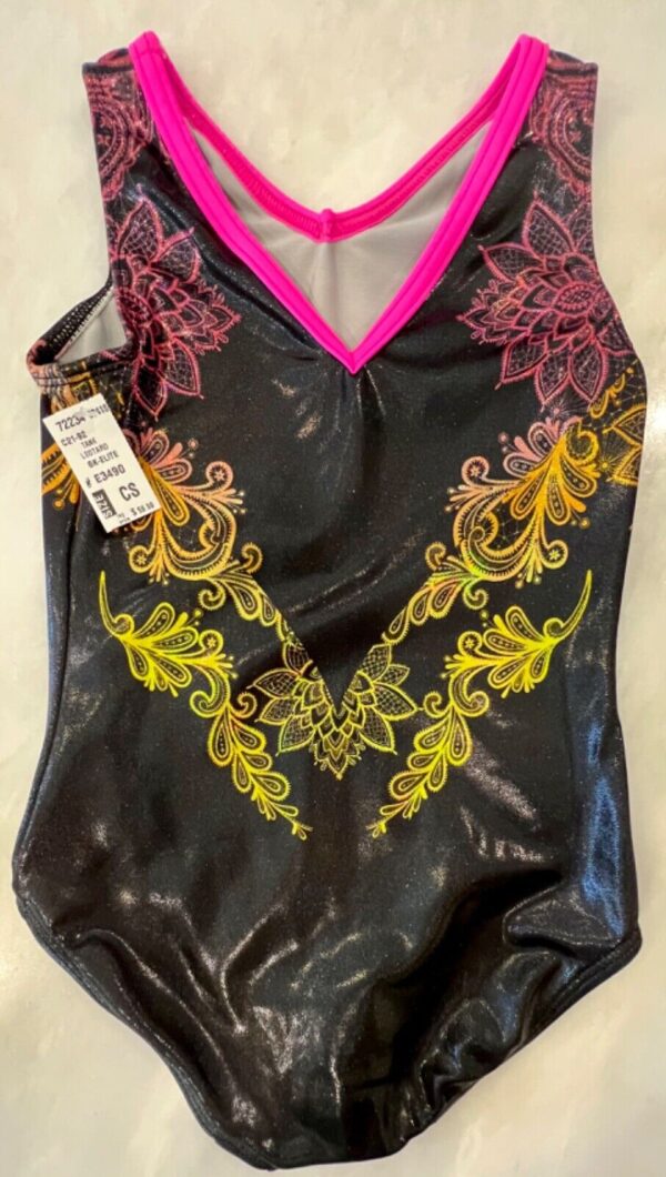 ALY RAISMAN CHILD SMALL FLORAL LACE SUB HOLOTEK TANK GYMNASTIC DANCE LEOTARD CS - Image 10