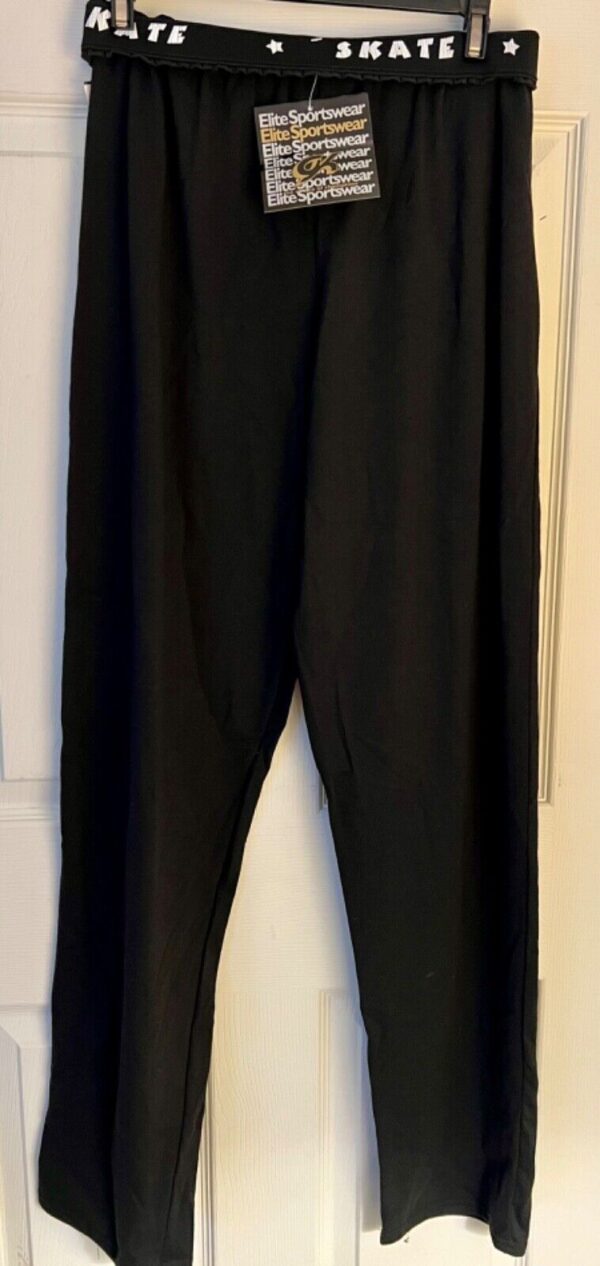 GK "SKATE" BLACK PANTS LADIES MEDIUM COTTON SKATE PRINT WAIST ELASTIC  SZ M