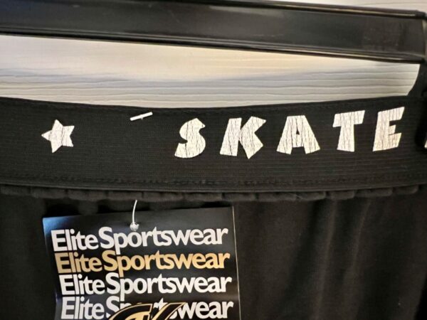 GK "SKATE" BLACK PANTS LADIES MEDIUM COTTON SKATE PRINT WAIST ELASTIC  SZ M - Image 2