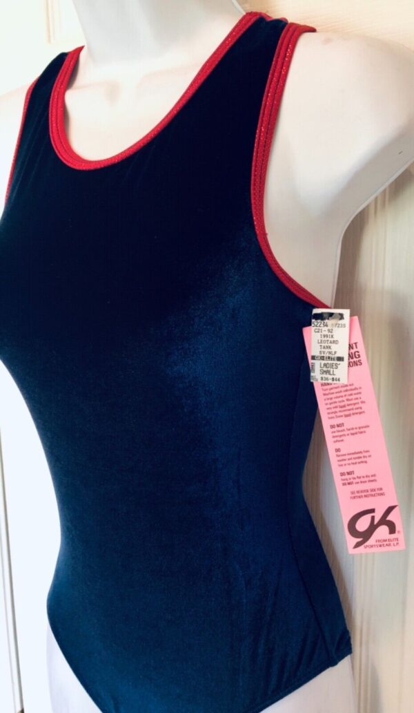 GK SAPPHIRE VELVET LADIES SMALL RED FOIL RACERBACK GYMNASTS DANCE LEOTARD Sz AS - Image 3