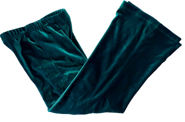 GK GREEN VELVET CHILD X-SMALL WARM-UP PANTS GYMNAST, SKATE, DANCE, FITNESS SZ XS - Image 4