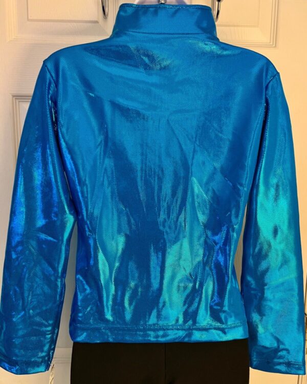 GK WARM UP JACKET ADULT SMALL BLUE SHIMMER FOIL ZIP FRONT GYM DANCE CHEER S - Image 4