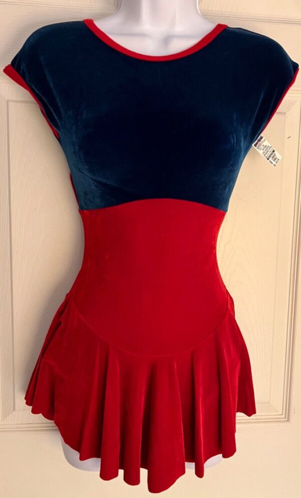 GK FIGURE SKATE ADULT SMALL CAP SLV X-STRAP ROYAL RED VELVET DRESS Sz AS NWT!