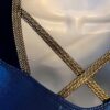 GK LgSLV LADIES SMALL NAVY VELVET BLUE SHIMMER GOLD GYMNAST DANCE LEOTARD Sz AS - Image 6