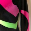 GK LgSLV BLACK VELVET ADULT SMALL PINK LIME GLITTER RIBBONS GYMNASTIC LEOTARD AS - Image 7