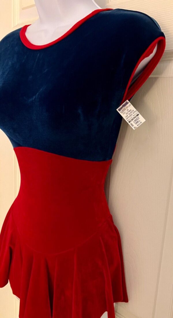 GK FIGURE SKATE ADULT SMALL CAP SLV X-STRAP ROYAL RED VELVET DRESS Sz AS NWT! - Image 5