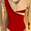 GK ADULT SMALL RED IRIDESCENT METALLIC SILVER LgSLV GYMNAST DANCE LEOTARD Sz AS - Image 6