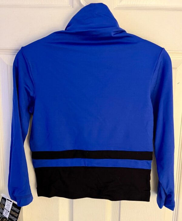 GK ICE SKATE LADIES LARGE 3/4 SLV NYLON/SPANDEX BLUE/BLACK CROP DANCE TOP  SZ L - Image 6