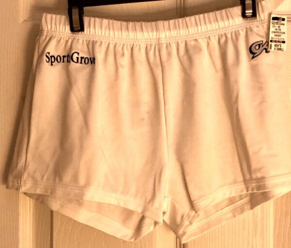 GK MENS X-SMALL #1817 WHITE â€œSPORTS GROVEâ€ GYMNASTICS RUNNING COMP SHORTS AXS