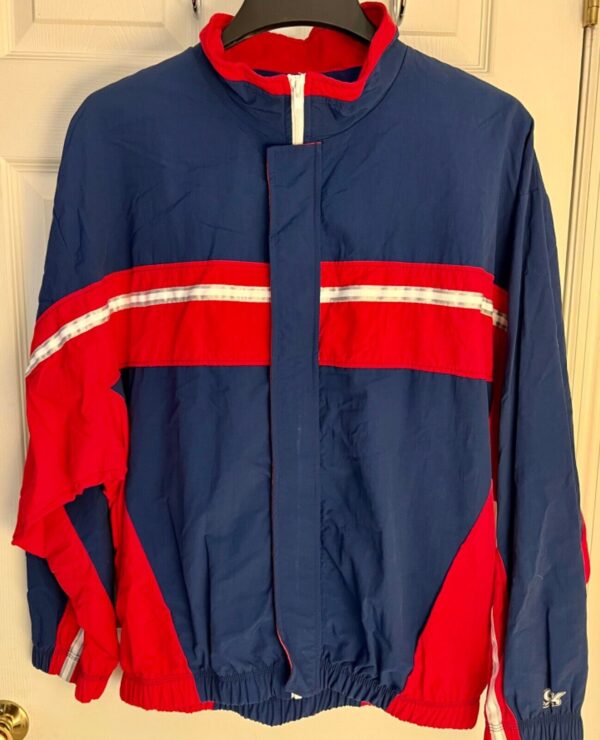 GK BLUE RED TASLAN NYLON ADULT X-LARGE GYMNASTIC ALL SPORT WARM UP JACKET SZ XL - Image 2