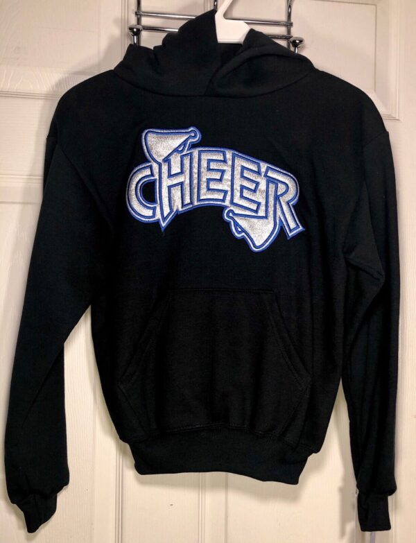 GK ELITE CHEER GIRLS MEDIUM SWEATSHIRT HOODIE BLACK GLITZY LOGO Sz CM NWT!