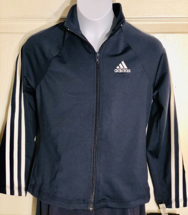 ADIDAS GK DRYTECH CHILD MEDIUM NAVY GYMNASTICS ATHLETES WARM UP JACKET CM NWT!