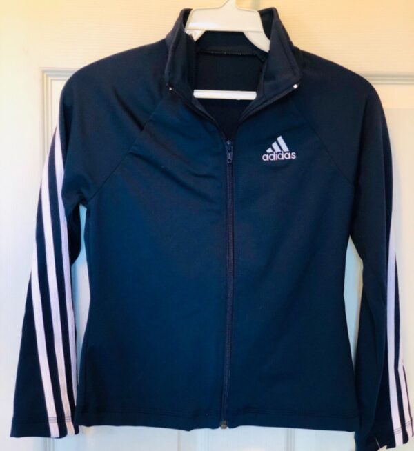 ADIDAS GK DRYTECH CHILD MEDIUM NAVY GYMNASTICS ATHLETES WARM UP JACKET CM NWT! - Image 2